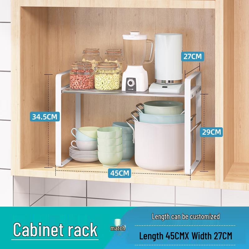 Stainless Steel 2-Tier Kitchen Cabinet Storage Rack