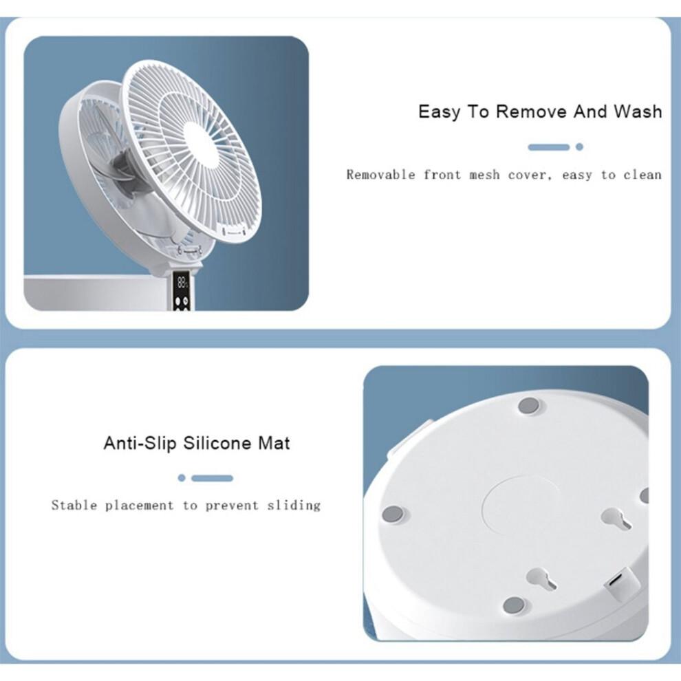 (White) Remote Control Wireless Wall Mounted Circulation Air Cooling Fan with LED Light