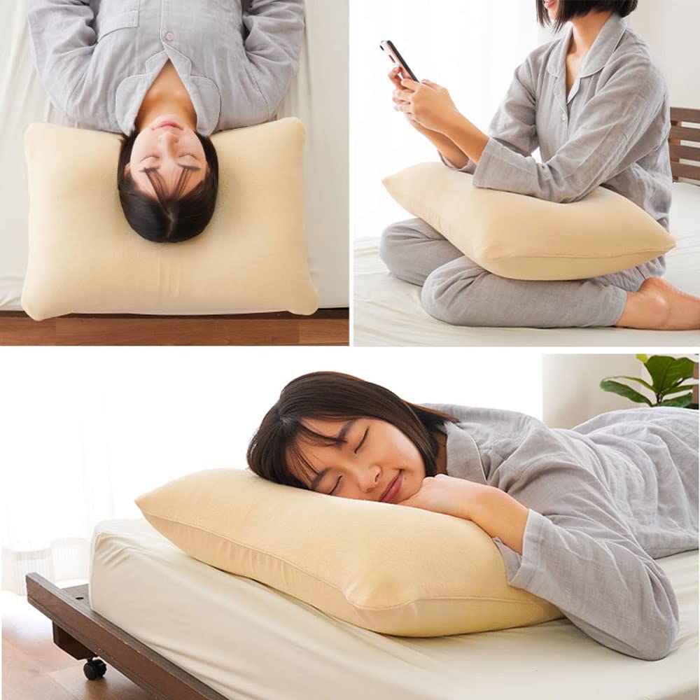 Microbead and Memory Foam Pillow with Dedicated Cover, 43 x 63cm, Washable, Perfect for Tossing and Turning, Side Sleeping, Microbeads, Memory Foam,