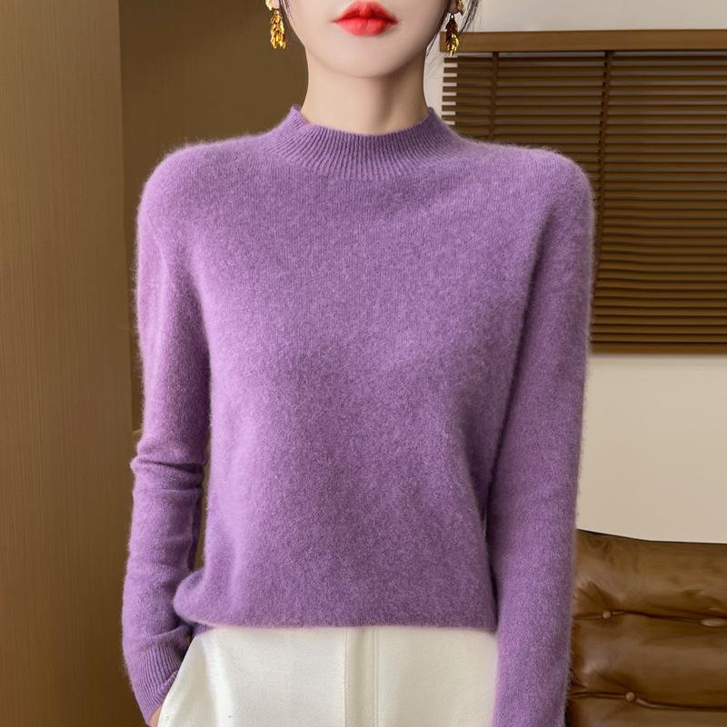 Women's Seamless Wool Sweater - Half-High Collar, Versatile Knit Base Layer, Fashionable and Warm for Autumn/Winter, New Arrival