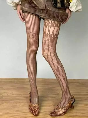 Delikli File Dantel Kadın Seksi Jartiyer Çorabı