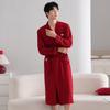 Men'S Pajamas Spring And Autumn Cotton Long-Sleeved Dressing Gown Red Pajamas Men'S Large-Size Bathrobe