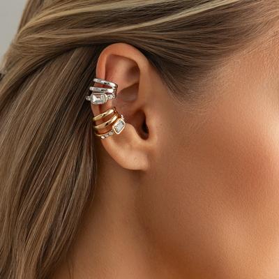 Light Luxury Style Geometric Clip Earrings for Women Personalized Trendy Women's No Hole Ear Buckle Fake Piercing Earrings