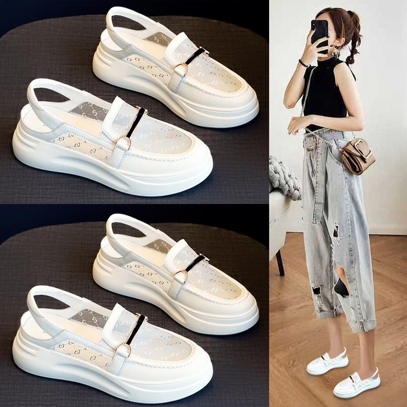 Summer New Fashion Women's Casual Walking Shoes Mesh Hollow Breathable Comfortable White Shoes