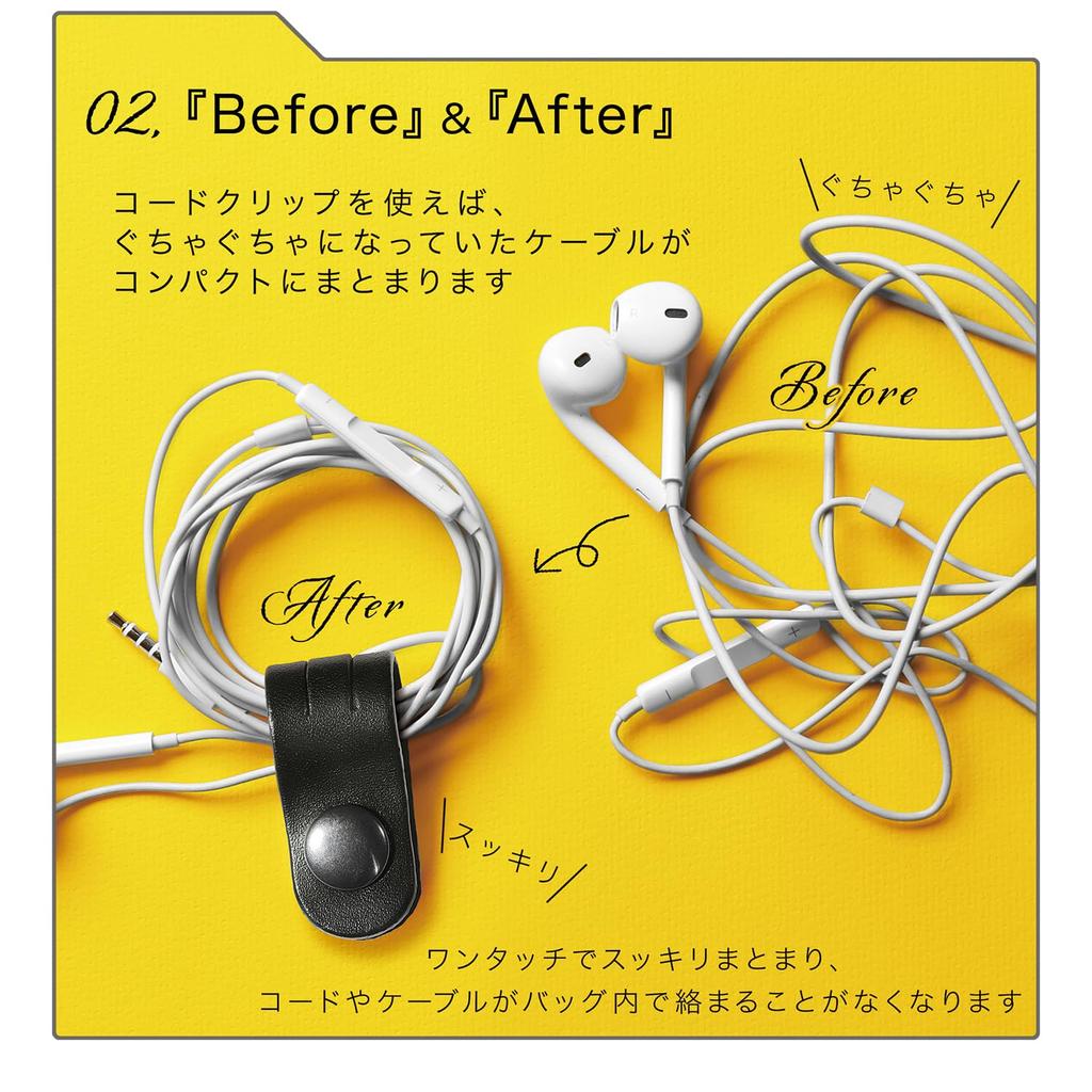 Genuine Italian Leather Cable Cord Clips for Organizing Earphone Cords and Charging Cables ICP1 Set of [BLUE SINCERE] Clips, / (Royal Black, 3)