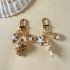 Oceanic Shell Alloy Keychain Pearls Accent Lightweight Versatile Purse Charm Jewelry Multi Functional Accessory