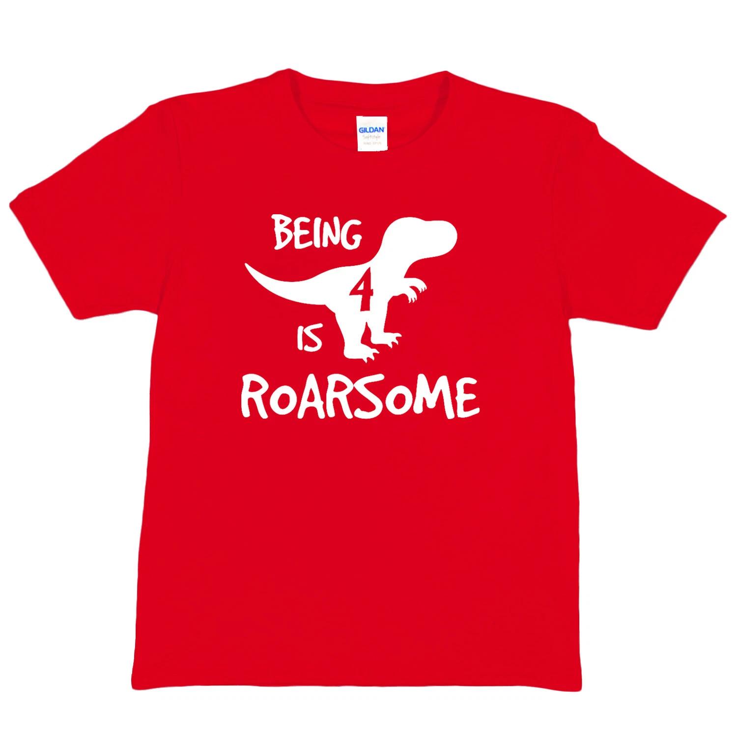 

Kids T-shirt Dinosaur Roarsome Age 4 Happy 4th Birthday Funny Present Gift 2XL