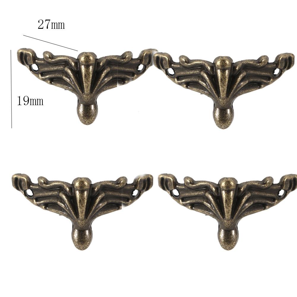 4PCS/set Antique Corner Protector Bronze Jewelry Chest Box Wooden Case Decorative Feet Leg Metal Corner Bracket Hardware