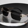 Square Gem Cut Rimless Sunglasses Trendy Cool  Gradient Tint Unisex Sun Glasses Retro Frameless Diamond Cut Lens Shades