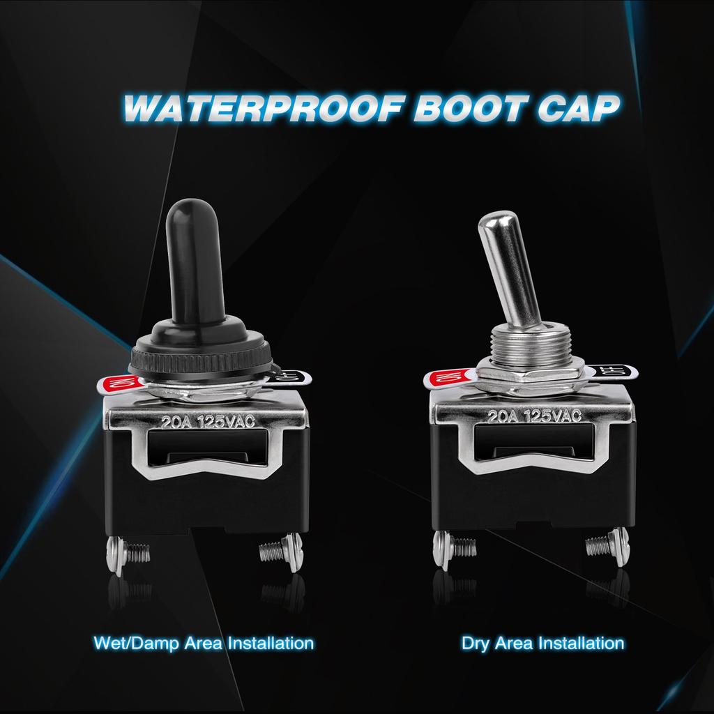 Hochlast-Wippschalter 15A 250V 20A 125V SPST 2-polig Ein/Aus-Schalter Metallhebel Wasserdichte Staubschutzkappe - 5er-Pack