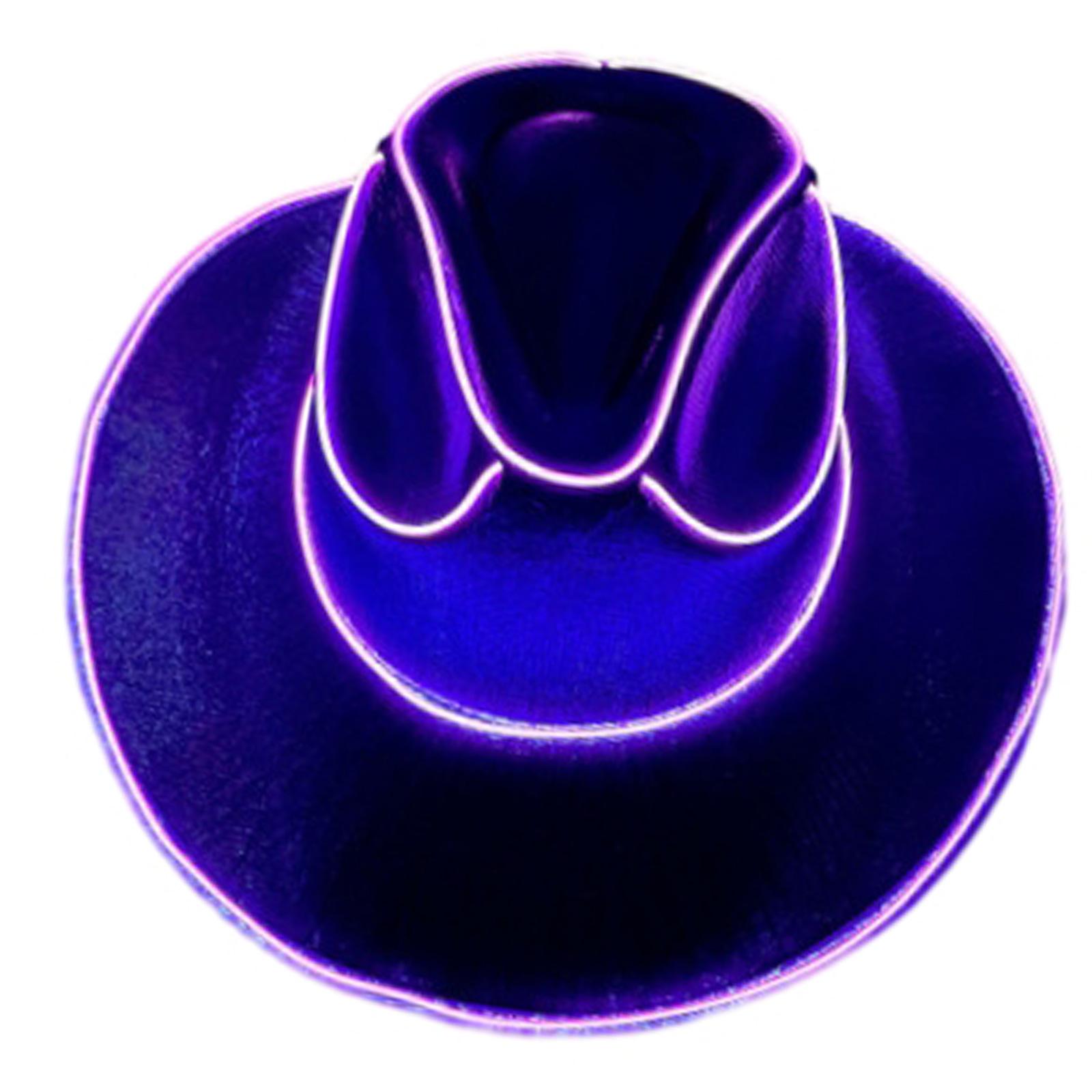 

Cowgirl Hat Fedora Light Up Cowboy Hat Glowing Fedora Hat for Music Festivals Sparkly Glowing Cowboy Hat Versatile фіолетовий