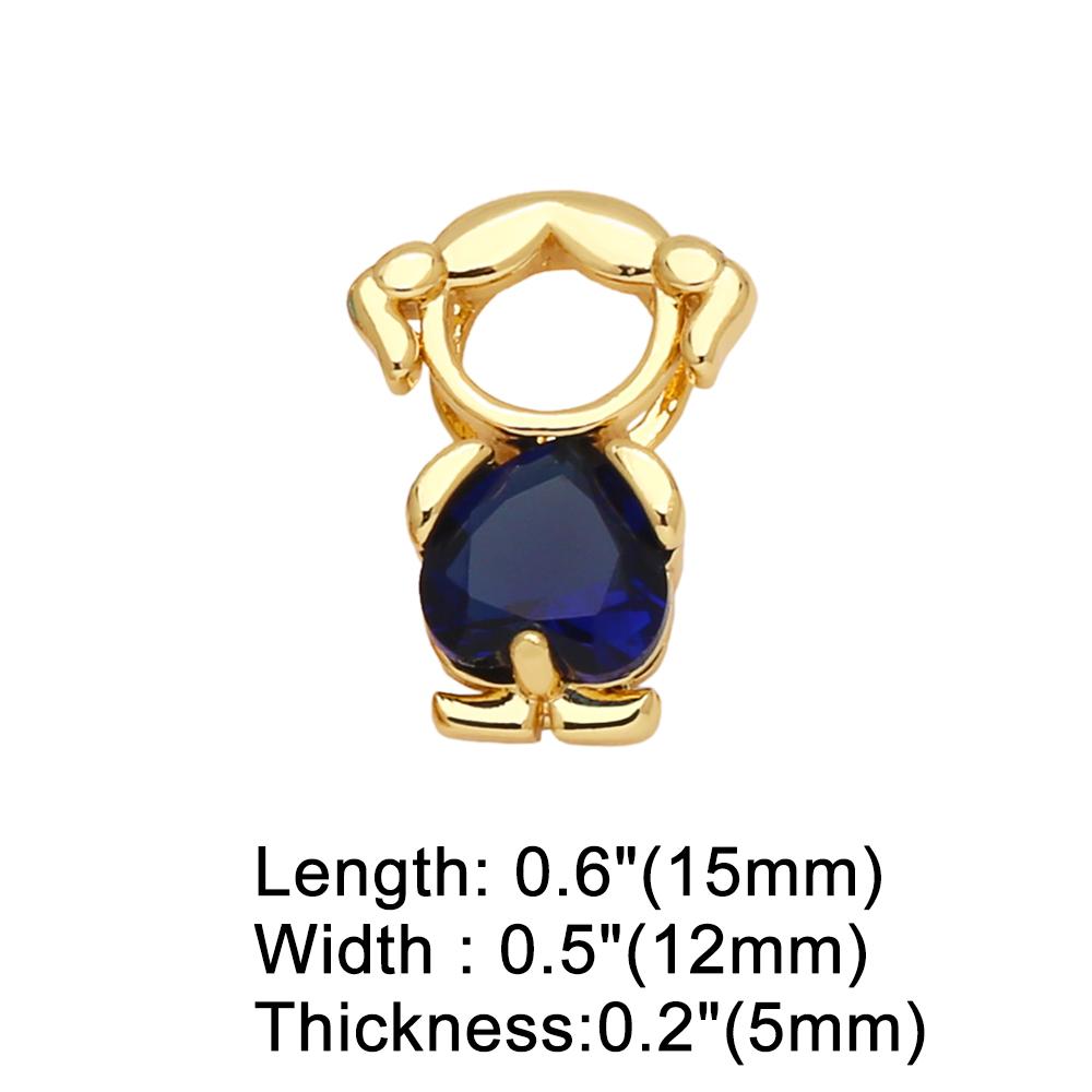 

OCESRIO Multicolor Heart Crystal Little Girl Pendant for Necklaces Copper Gold Plated Handmade Jewelry Making Supplies pdtb614