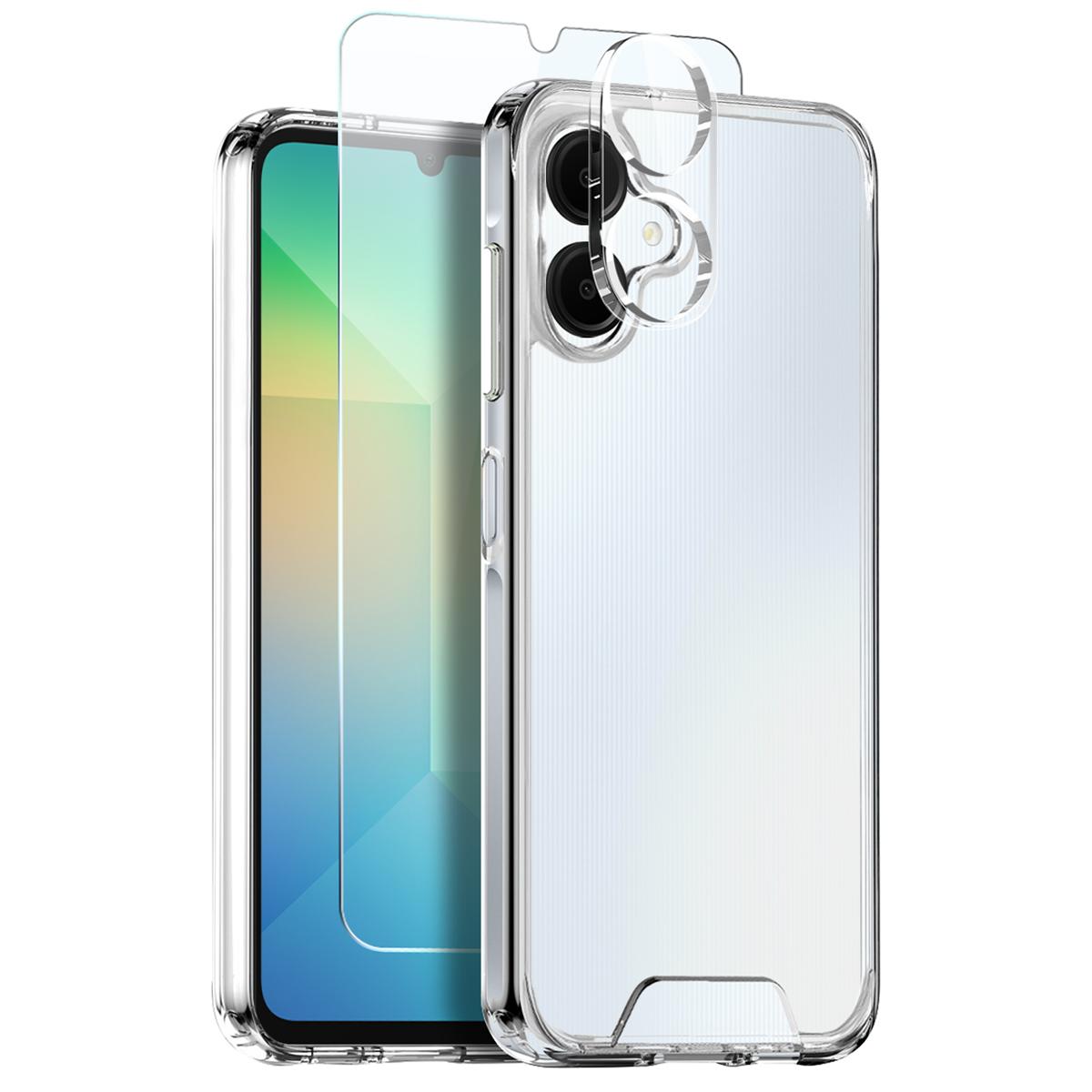 

NORTHJO For Samsung Galaxy A06 4G Case Transparent PC+TPU Phone Cover Set with Screen Film+Lens Film A