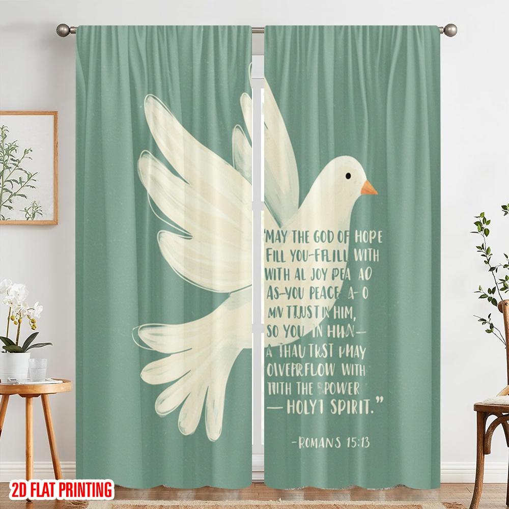 2pcs 2D flat printing Scene Curtains God Hope Spirit Peace Polyester Without Electricity Festive Holiday for Holiday Decor