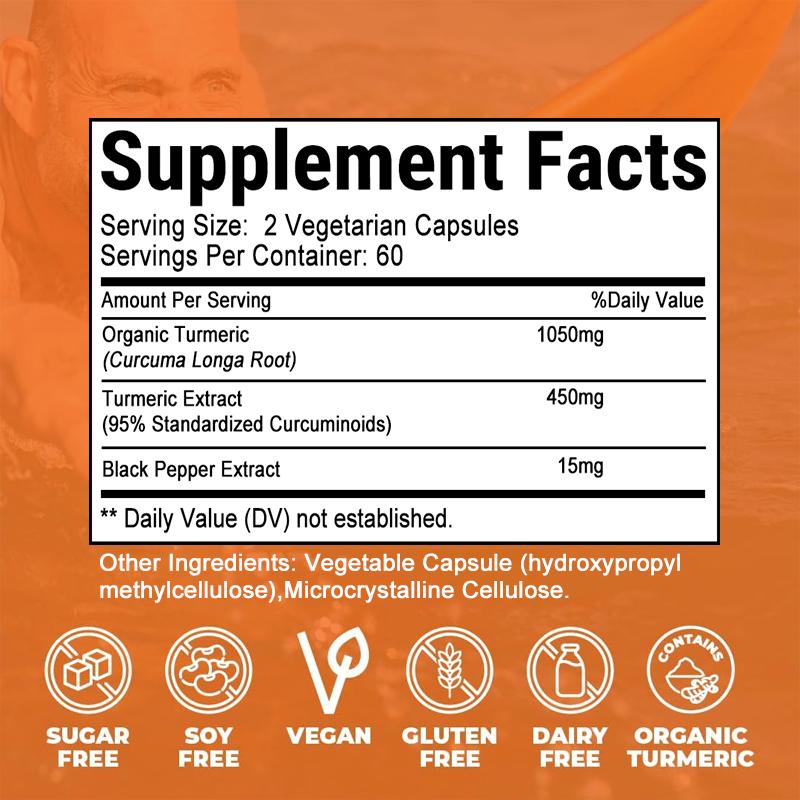 Curcumin, schwarzer Pfeffer, Gelenkpräparate, 1500mg, 120 Kapseln