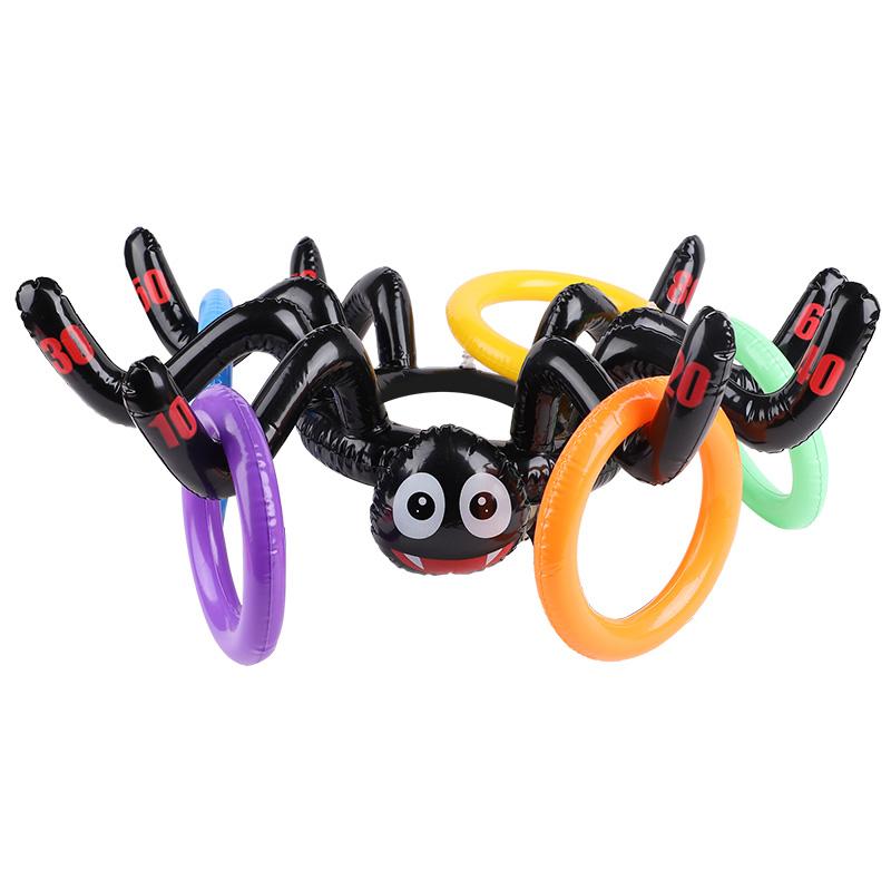 Halloween Ring Toss Games Inflatable Spiders Ring Toss Toy for Kids Halloween Party Favors Supplies Indoors Outdoors Party Games
