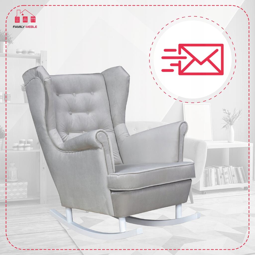 Diana Rocking Chair, Scandinavian, Family Meble, Grey-beige Velvet