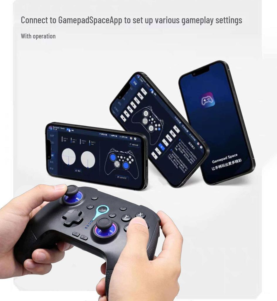 Bluetooth Game Controller: Somatosensory Vibration & Macro, Compatible with PC, Steam, Hall Joystick