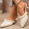 Elegant Ladies Pearls Pointed Toe Sandals Women Summer 2025 High Heels Slip On Party Wedding Shoes Woman White Mules Slippers