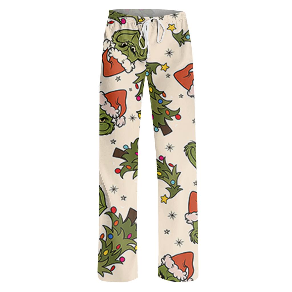 Womens Pajama Pants Sleepwear Casual Drawstring Elastic Waist Pants Comfy Straight Yoga Loose Trousers