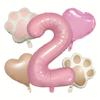 7PCS Animal Let's Pawty Dog Cat Paw Heart-shaped Aluminum Balloon 32inch Pink 1-9 Number Birthday Party Deco Balloon Baby Shower