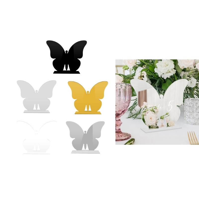 Set of 2 Clear Acrylic Butterfly Table Number Stands Table Place Cards for Parties Gatherings Wedding DIY Table Setting