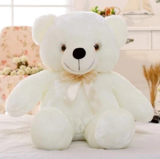 [USED] LED Light-Up Plush Teddy Bear, Party Favors, Gift, White