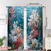 Set Of 2 Flat Printing Curtains Blue Ocean Shell Starfish Coral Digital Printed Polyester Drapes Party Decorations New Curtain