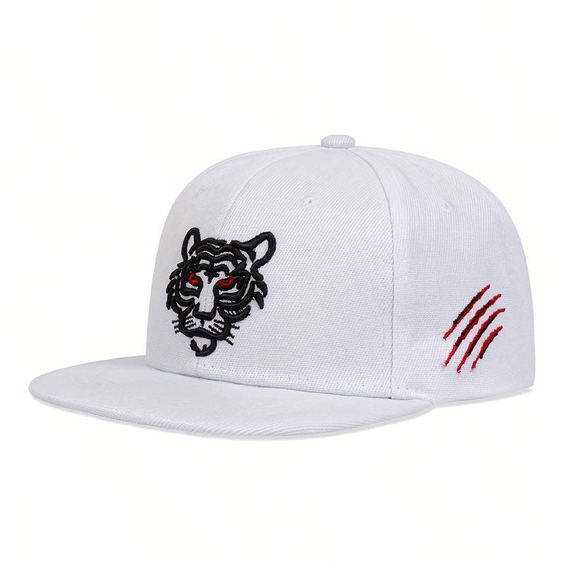 

Детская бейсболка с вышивкой тигра для мальчиков и девочек, бейсболка Snapback для повседневного использования, баскетбольные кепки для активного отдыха, солнцезащитные кепки белый