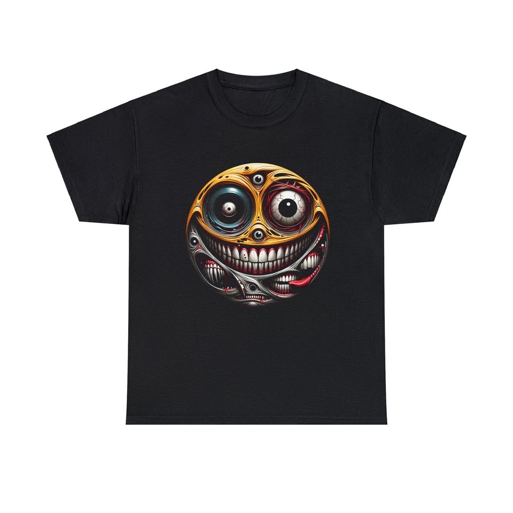 Adult T Shirt Happy Face Horror Tee Streetwear Graphic Spooky Skater Retro Cool