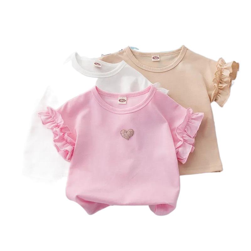2025 New Summer Lace T-Shirt - Baby Girl Short Sleeve, Pure Cotton, Stylish Top for Small & Medium Children's Fashion