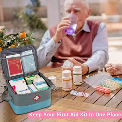 Pill Organizer Storage Bag with Handle Large Capacity Zipper Closure Waterproof Design