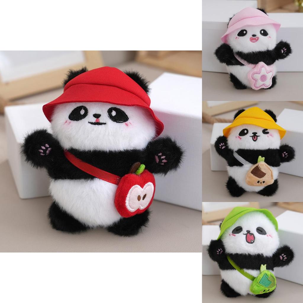 Lovable Tiny Plush Panda Backpack Keychain Colorful Cute Stuffed Toy Charm