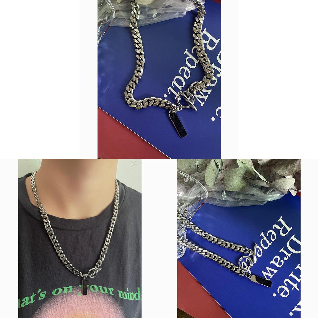 Mens Geometric Stainless Steel Cuban Chain Necklace For Streetwear Style