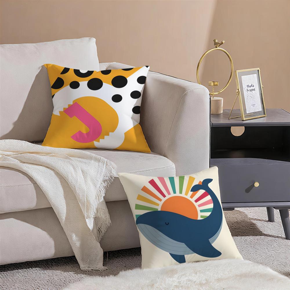 Creative Art Geometric animal pattern Cushion Cover Linen Pillowcase Soft for Sofa Bed Home Room Decor