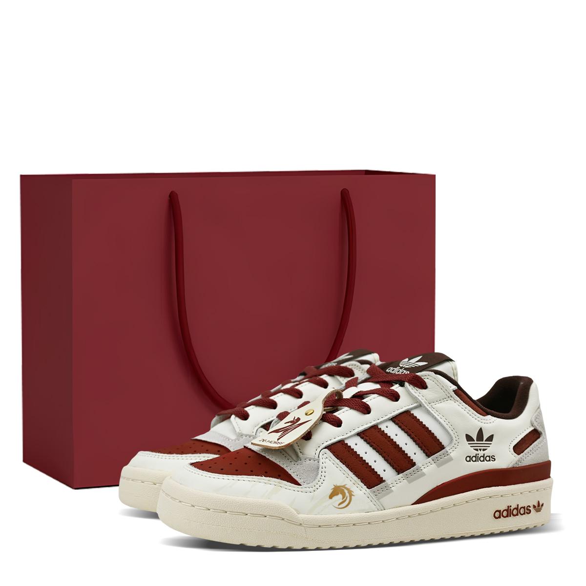 

Adidas Originals FORUM Low top Skateboard Shoes Unisex Beige Red JQ0206(Team639) 40