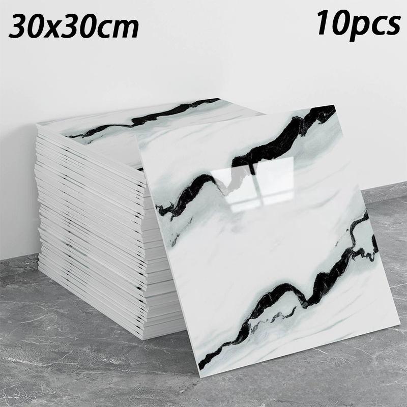 10Pcs Marble Wallpaper Super Strong Adhesive Waterproof Sticker For Bathroom Kitchen Decor Design