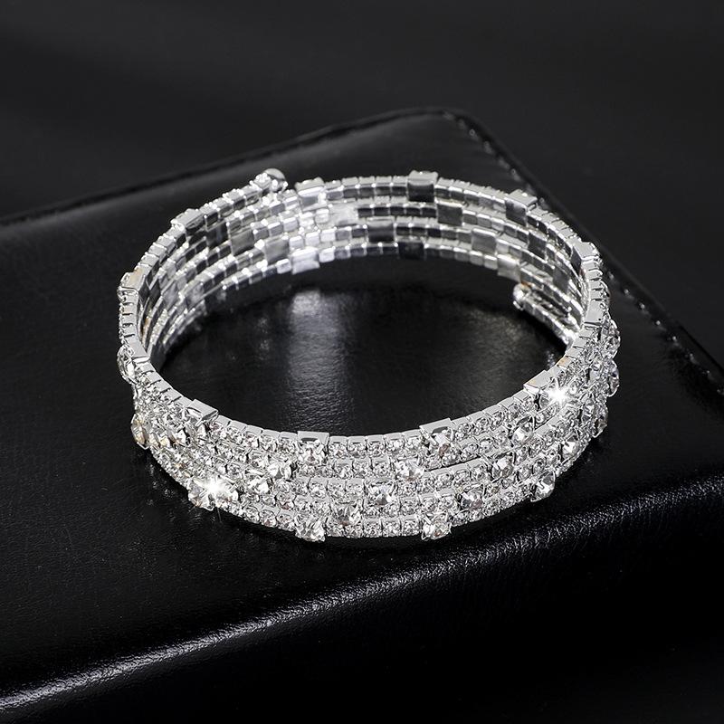 Bride full diamond multi-layer elastic bracelet multi-row cross opening winding bracelet claw diamond bracelet