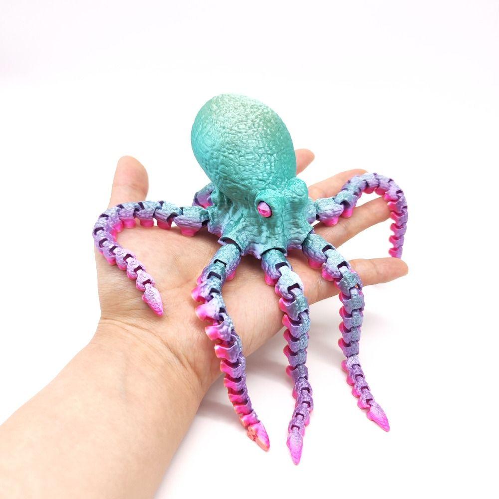 Vibrant Color 3D Printed Octopus Figurine 3D Printed Jointed Body Jointed Body Figurine Versatile Design Animal Simulation Model