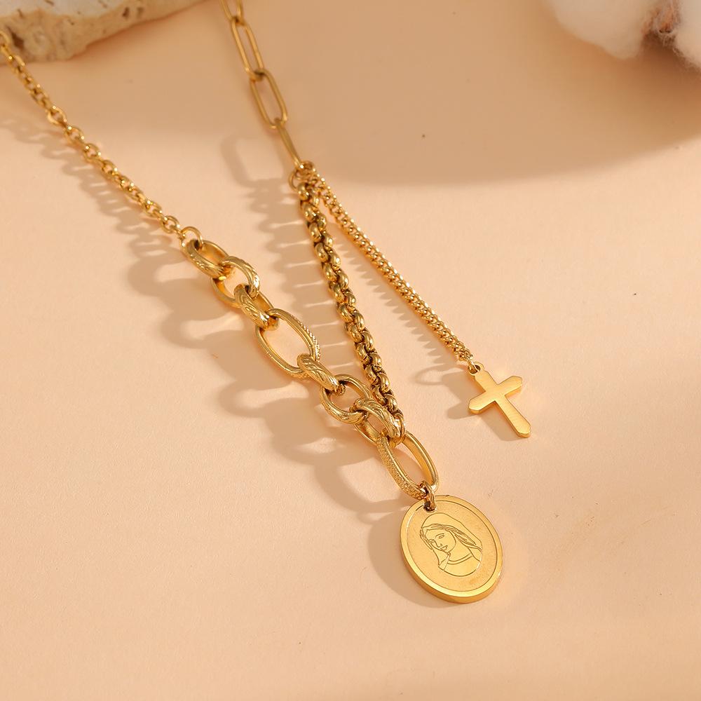 Stainless Steel 18K Gold Plated Sporty Letter Necklace Multi-style High-grade Box Chain Human Shape Women Micro Insert Dongguan