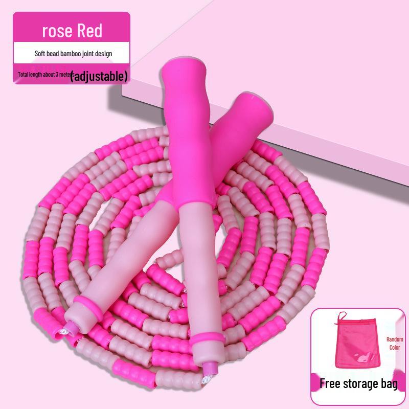 Adjustable Bamboo Jump Rope for All Ages - Speed, Beginners, Comfortable Grip, Soft Beads