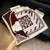 Silk scarf women's spring and autumn decoration versatile ins simple style striped square scarf streamer simulation silk fashion scarf scarf scarf