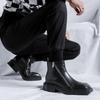 Chelsea Boots Square Toe Leather Shoes Black Ankle Boots Double Side Zipper Motorcycle Boots Stivaletti  Bota De Tornozelo C1177
