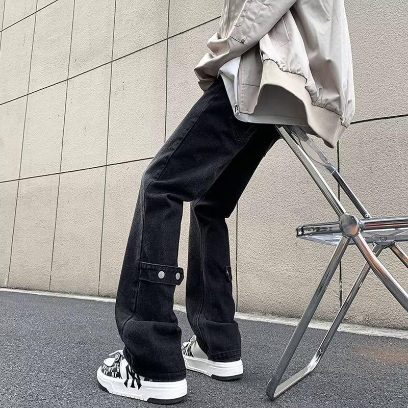 JYL Men's Straight Jeans  Spring Vintage Versatile Loose Wide-Leg Denim