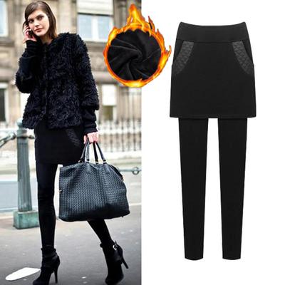 Toamnă și iarnă, nouă, falsă, două piese, fustă pantaloni înveliți, pantaloni mari, slim, cald, cu talie înaltă