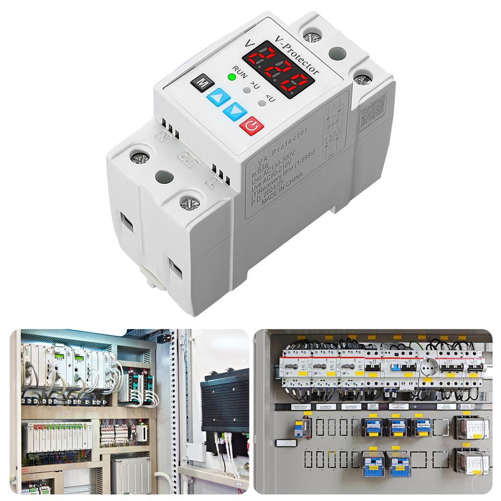 Digital Resettable Over & Under Voltage Protector Digital Voltage Protections Device Plastic for Home & Industrial Use