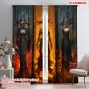 2pcs,2D Plane Printing Pattern Curtains Witch Art Deco Versatile Fabric (without Rod) Gifts Perfect for Living Room, Home