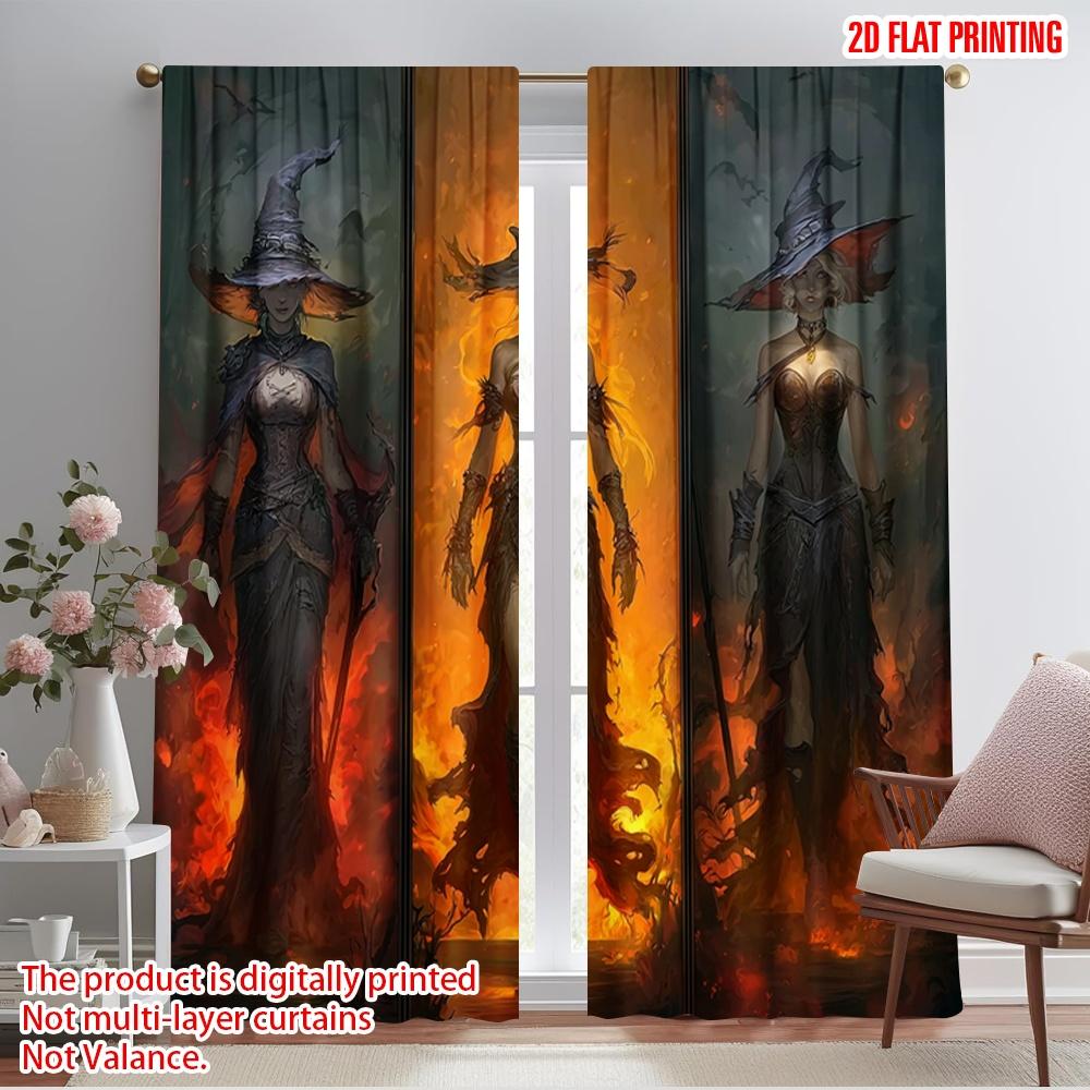 

2pcs,2D plane printing Pattern Curtains Witch Art Deco Versatile Fabric (without rod) Gifts Perfect for Living Room, Home 52.50×116.00 CM 2pcs