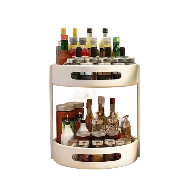1/2 Layer Kitchen Round Spice Storage Rack Condiment Storage Tray Non-slip Cosmetic Storage Rack Kitchen Home Storage Accessory