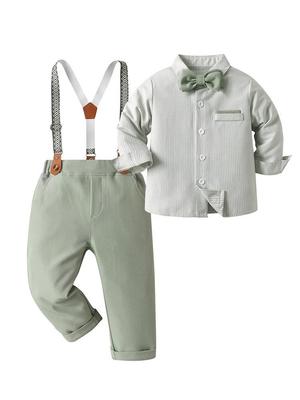 Spring/Autumn Baby Boy Formal Two-Piece Set: First Birthday Gentleman Overalls Set